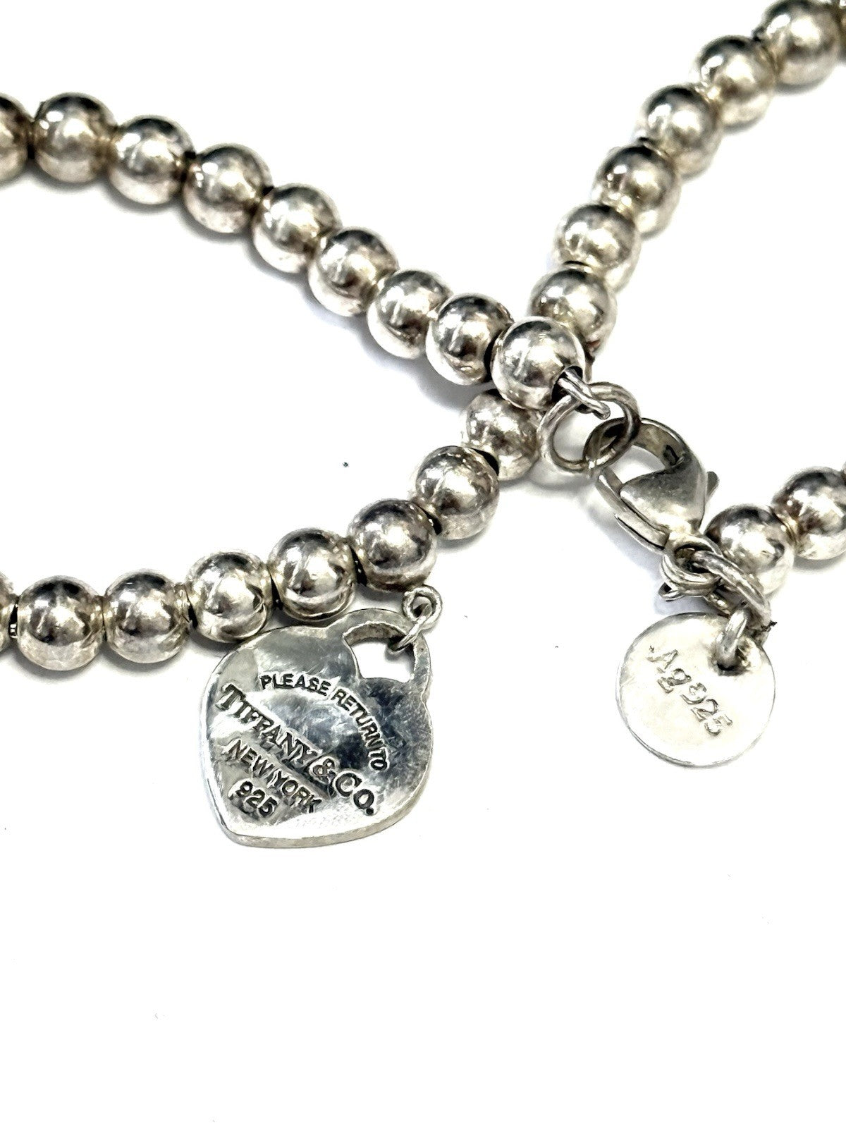 Classic Tiffany Blue Enamel Heart Silver 925 7" Bracelet