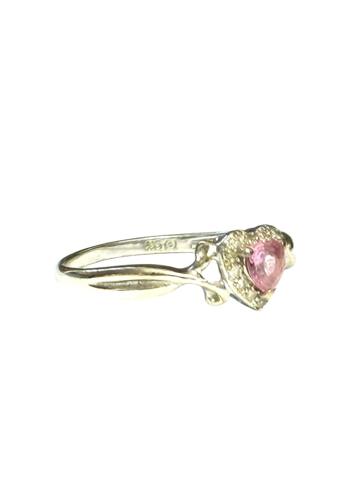 Pink Sapphire Heart & Diamond Halo White Gold Ring
