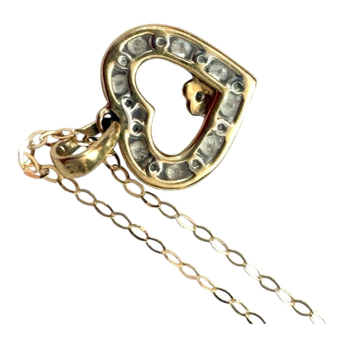 Pretty Diamond 0.45ct Heart Pendant & Chain 9k Gold