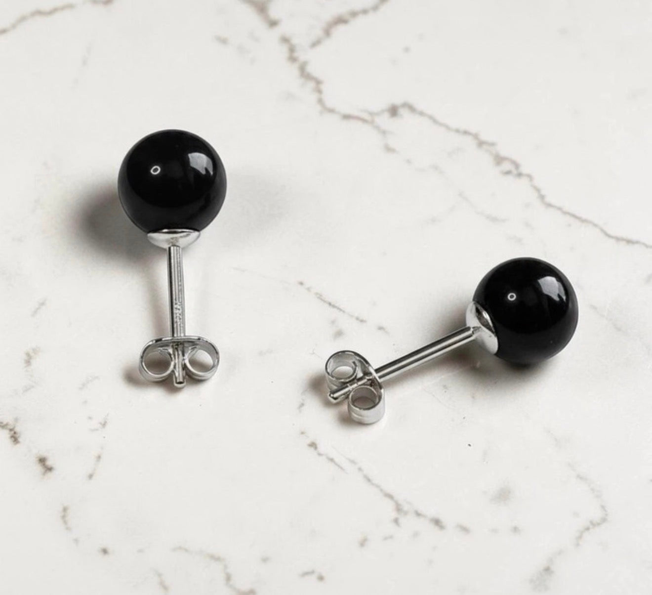Genuine 5mm Black Onyx 925 Silver Earring Studs 1 Carats