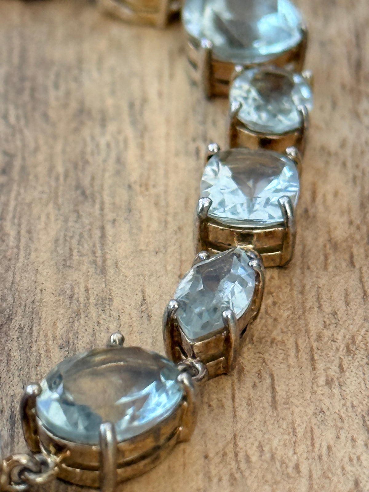 Prasiolite Green Amethyst GP 925 Mixed Cut Bracelet 8" Hallmarked