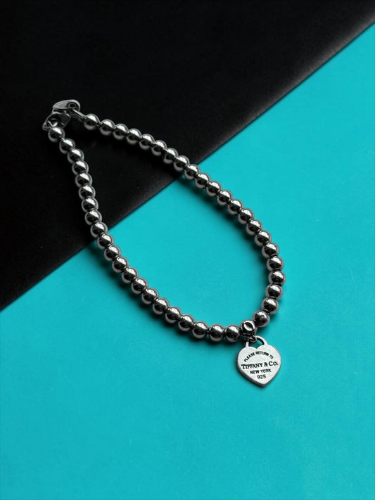 Tiffany & Co Heart Bead Bracelet Return To Tiffany Small 6.5"