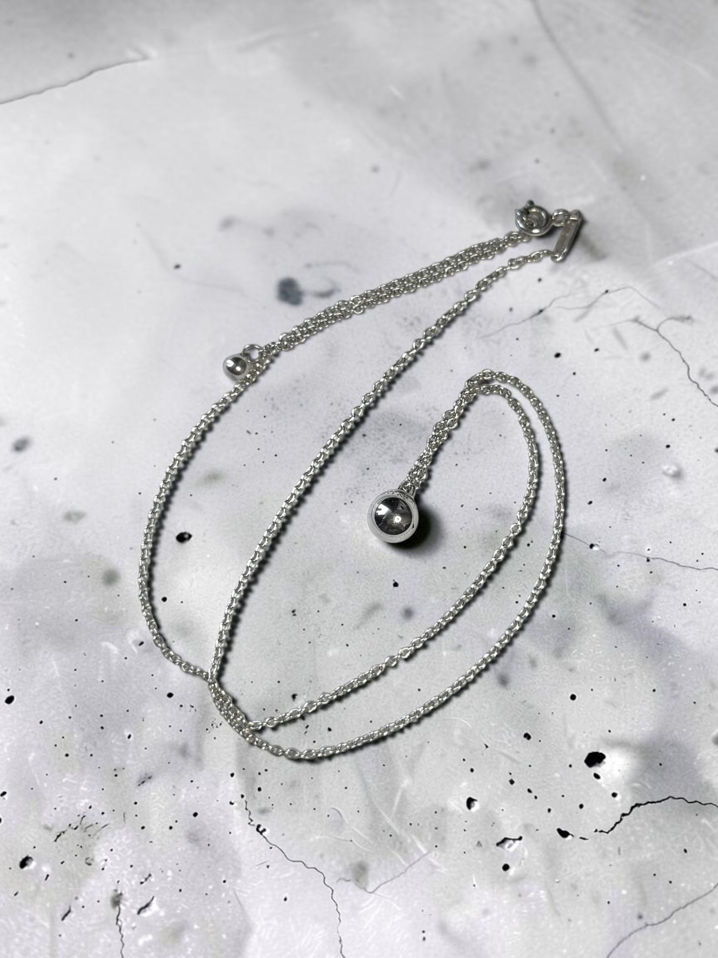 Rare Find Tiffany & Co Hardwear 8mm Ball Pendant Necklace 925 Silver 18 -20"