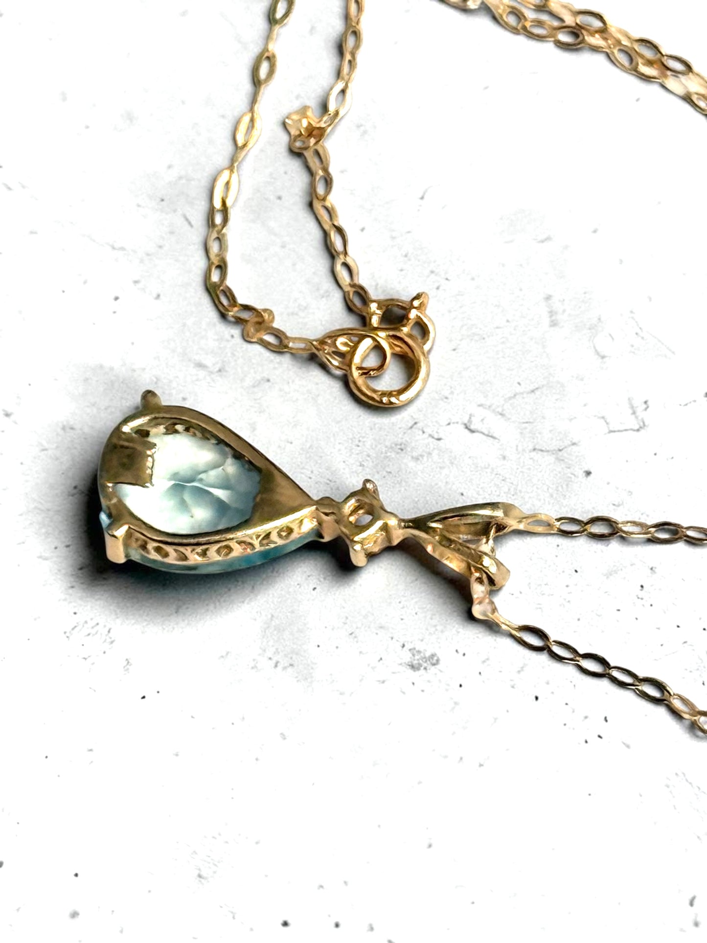 Pink & Blue Topaz 9K Pendant & Chain Hallmarked
