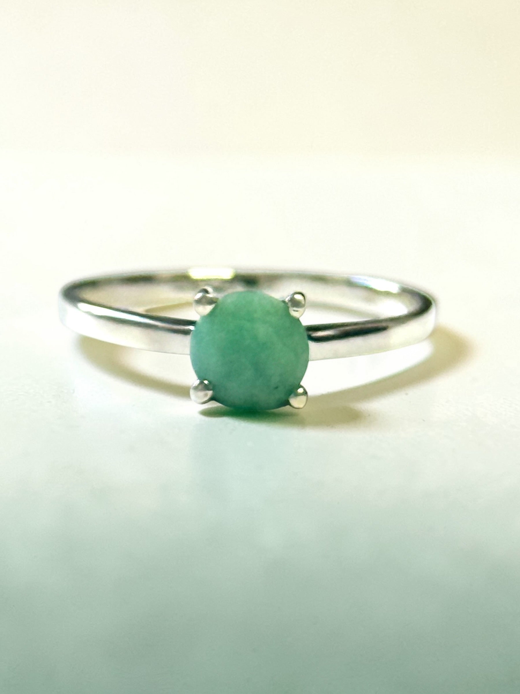 Nephrite Jade Solitaire Silver Ring Size Q