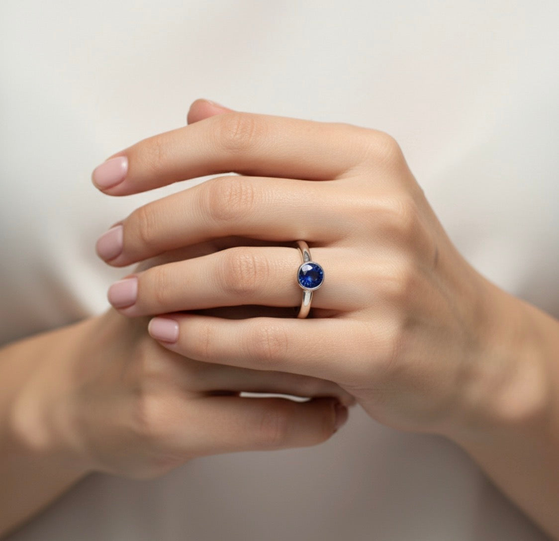 New Kyanite Solitaire Silver Ring Size P 1/2