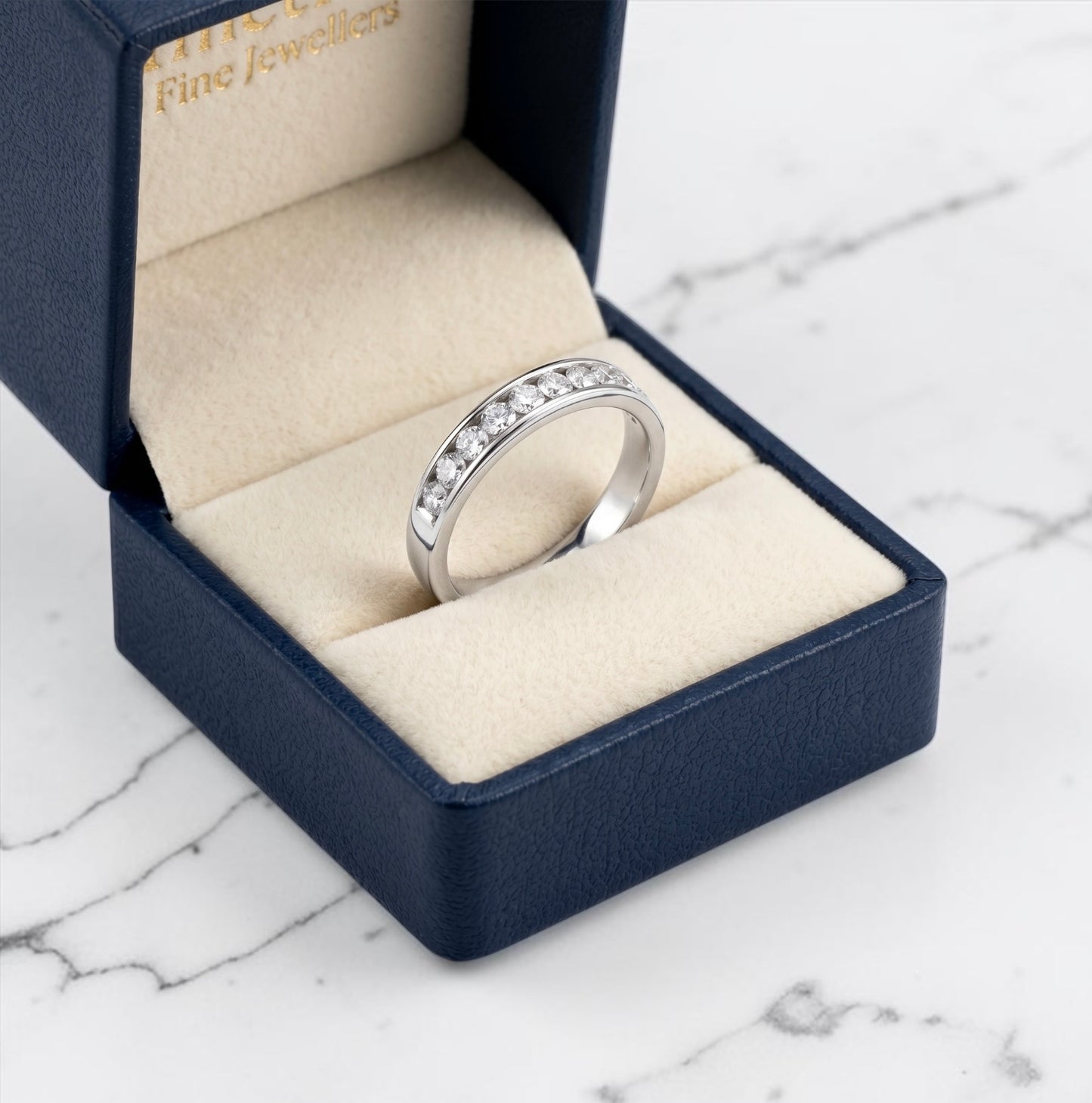 Super Condition 1/2 Carat Diamond White Gold 9K Channel Set Ring