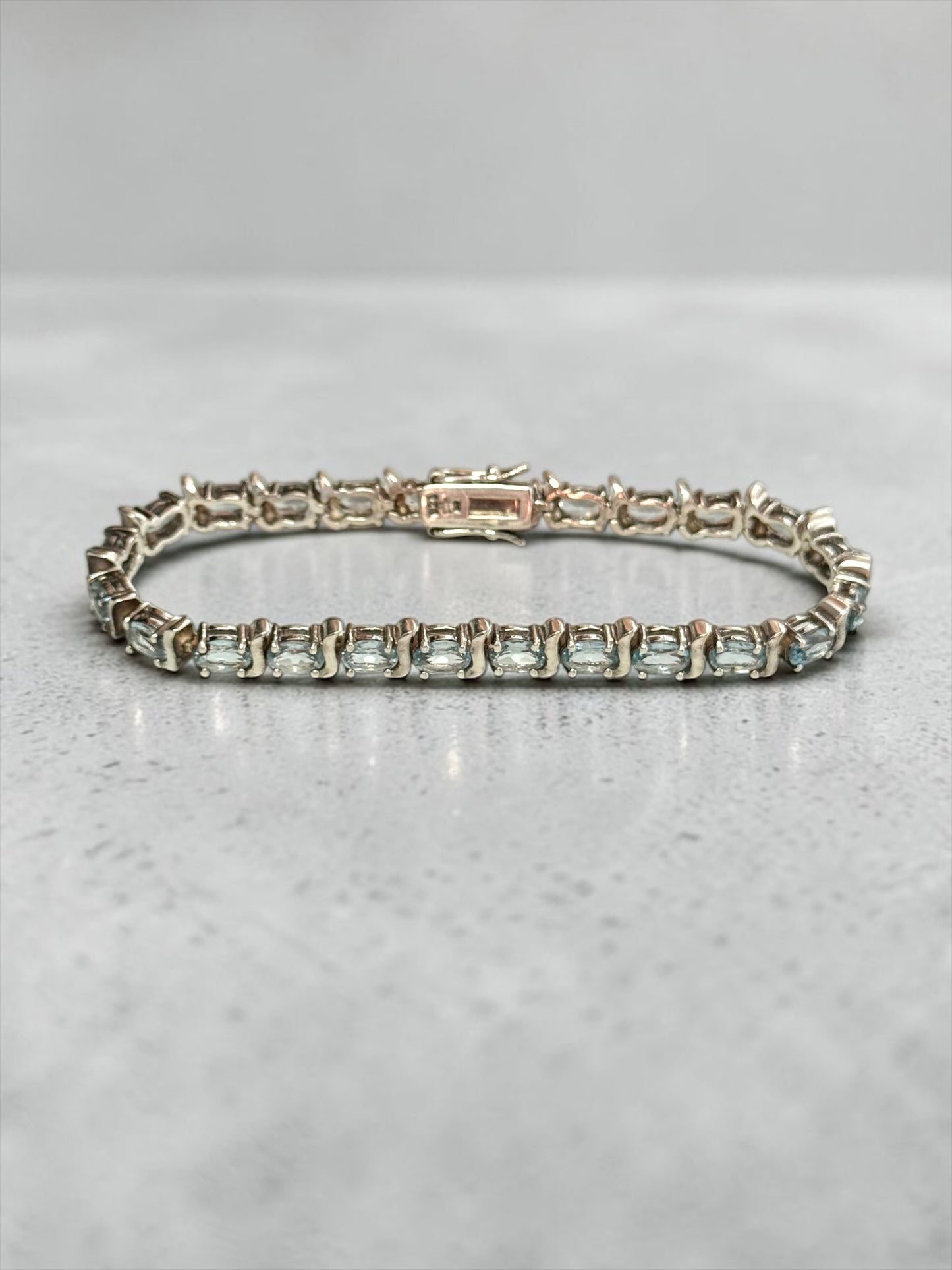 10ct Swiss Topaz 925 Silver Tennis Bracelet Hallmarked