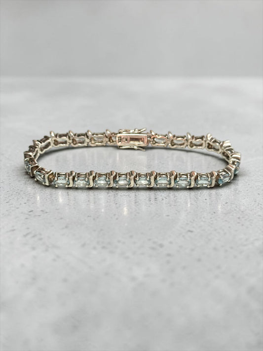 10ct Swiss Topaz 925 Silver Tennis Bracelet Hallmarked