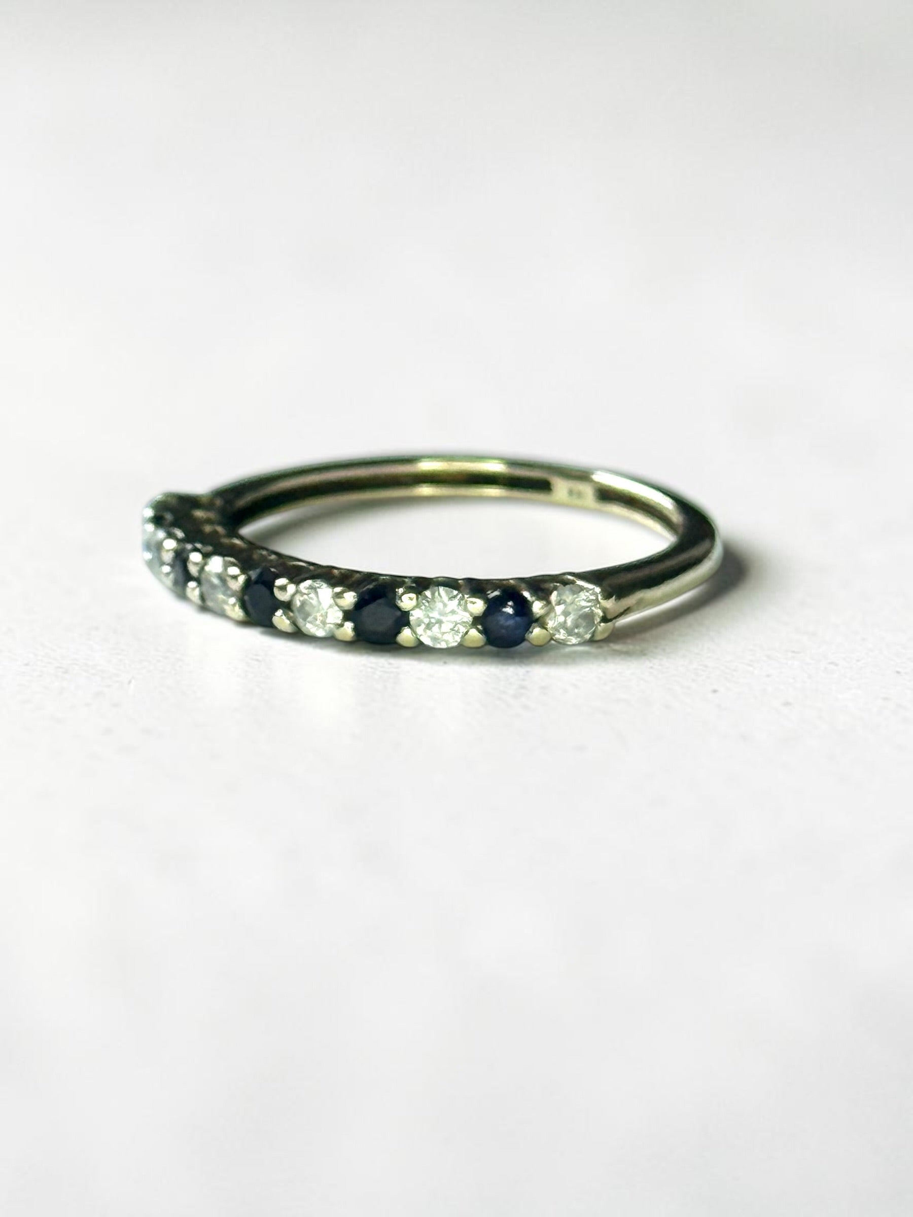 Vintage Diamond & Sapphire 9ct Gold Stacking Ring Size M