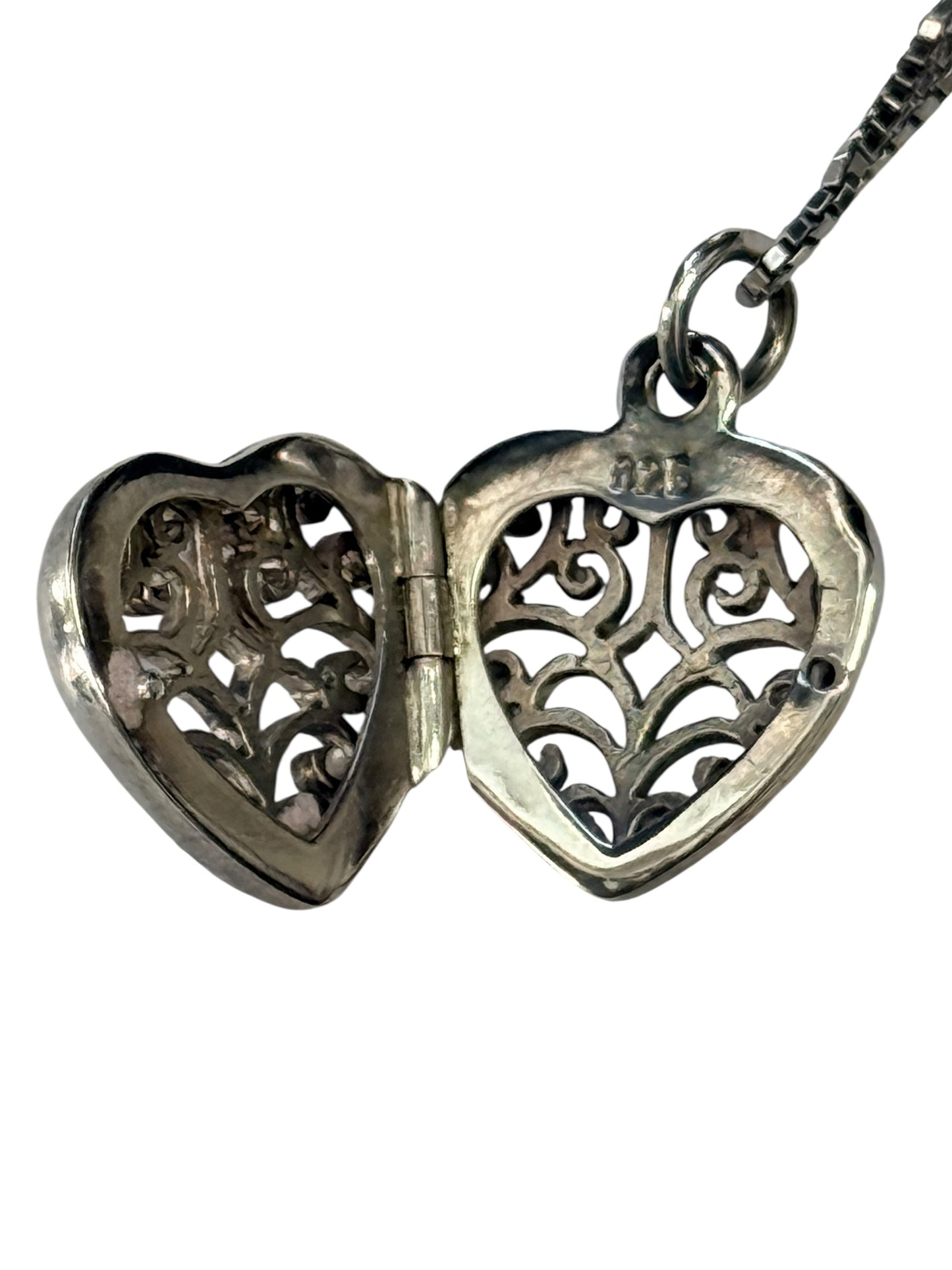New Filigree Heart Locket & Chain 925 Silver