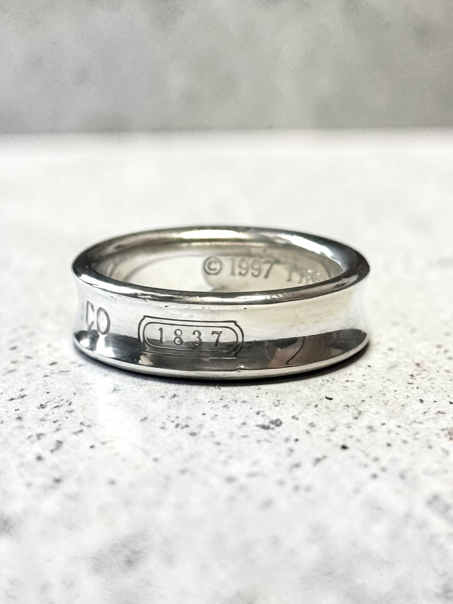 Tiffany & Co Concave Band 1837 Silver 925 Ring Size S 1/2