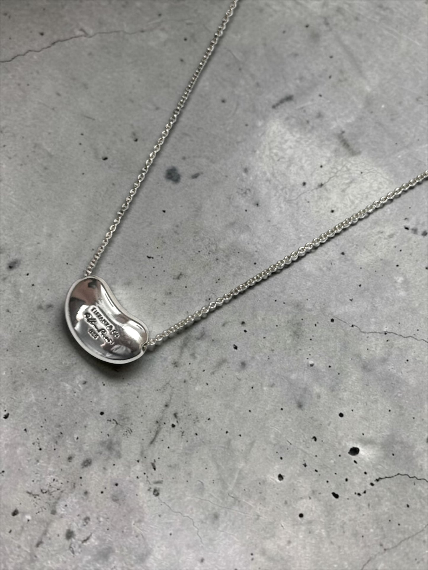 Tiffany & Co Elsa Peretti 19mm Bean Necklace Silver 925 Authentic