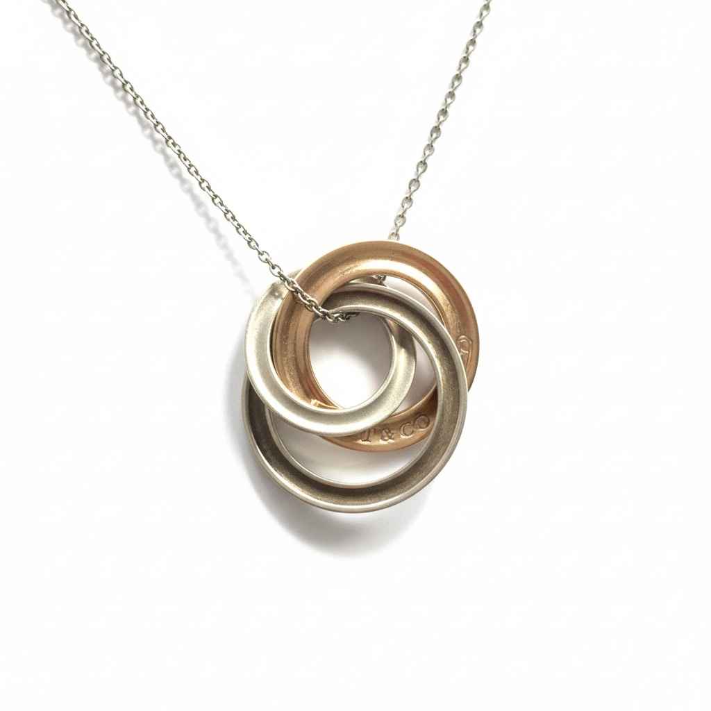 Rare Tiffany & Co Rubedo Three Circle Pendant & Chain