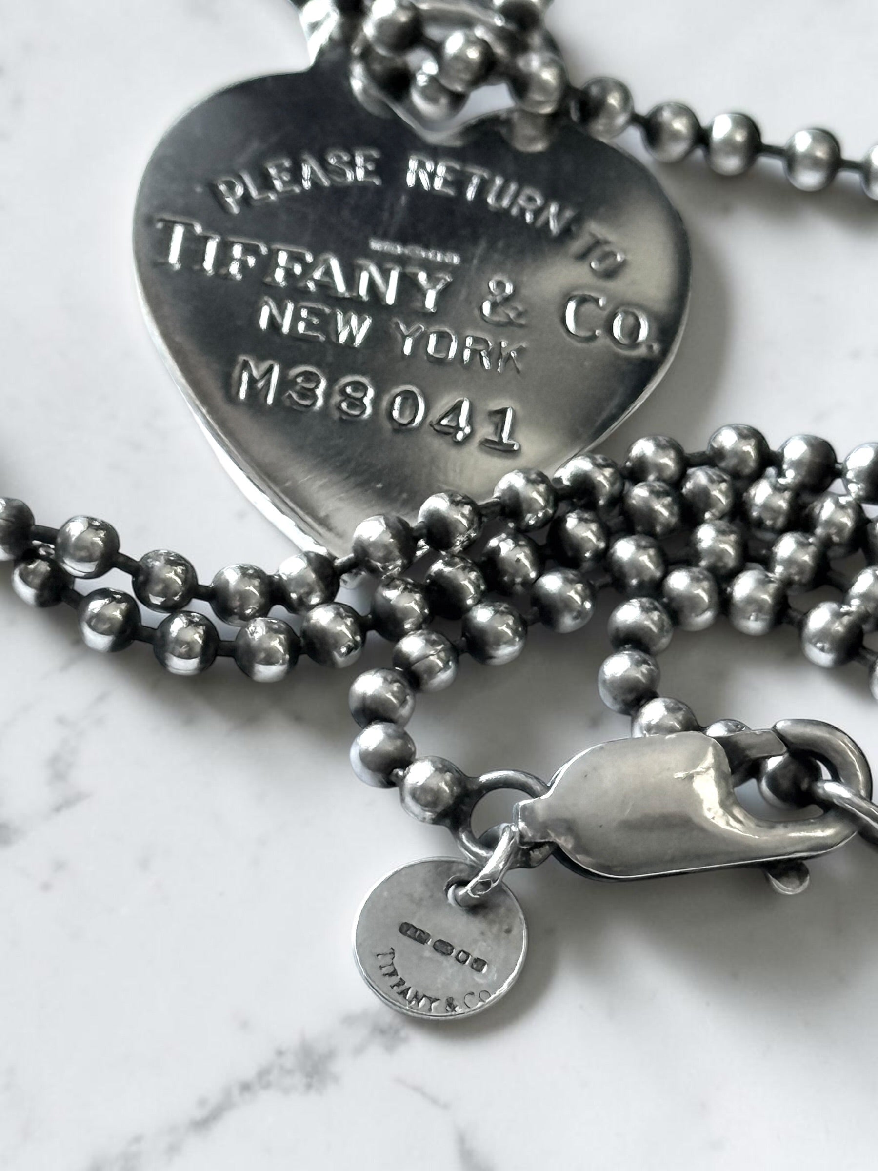 Tiffany & Co Return To Tiffany Heart With 34" Beaded Chain Silver 925