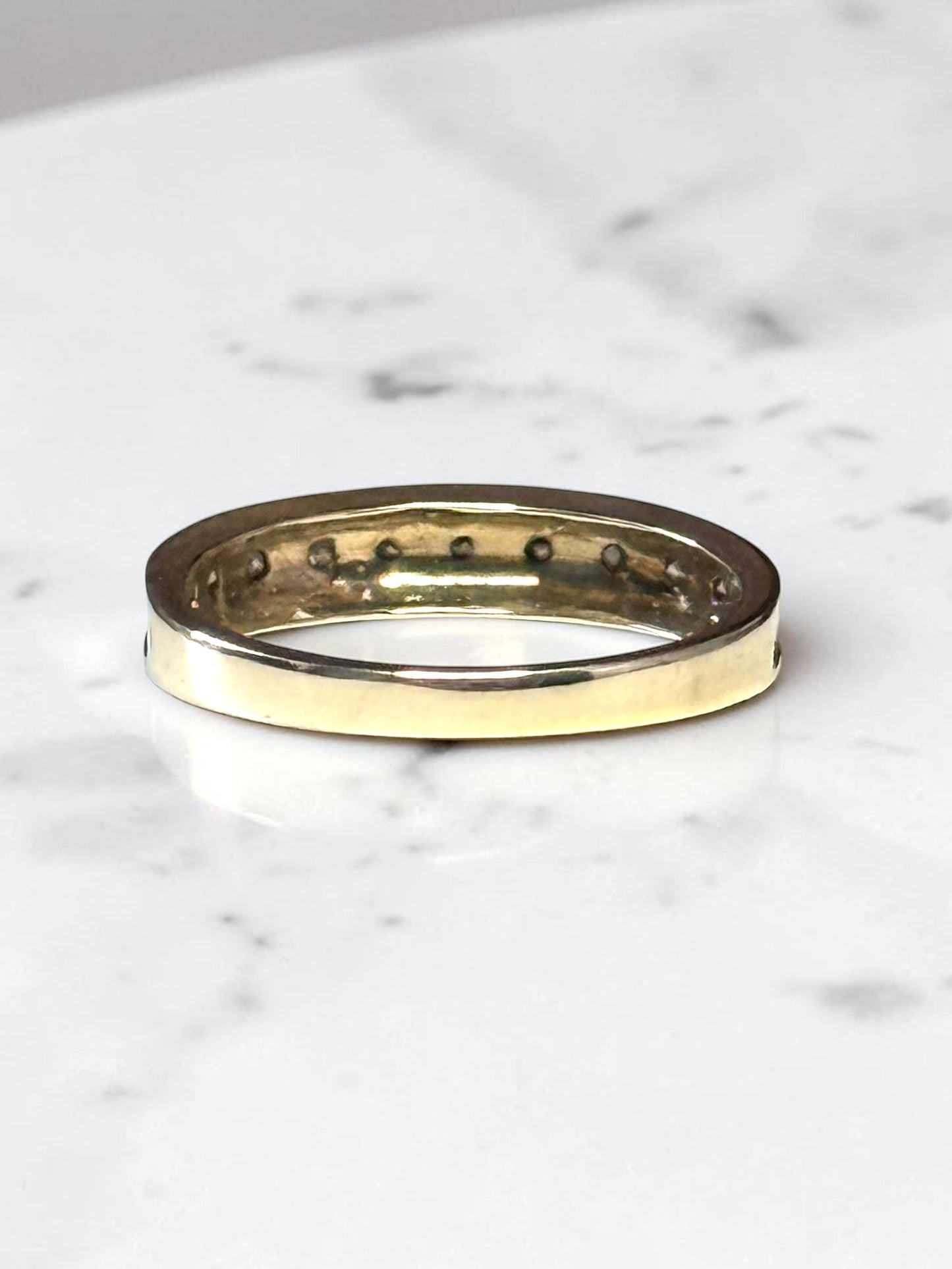 11 Diamond 9k Gold Vintage Staking Ring Size K 1/2