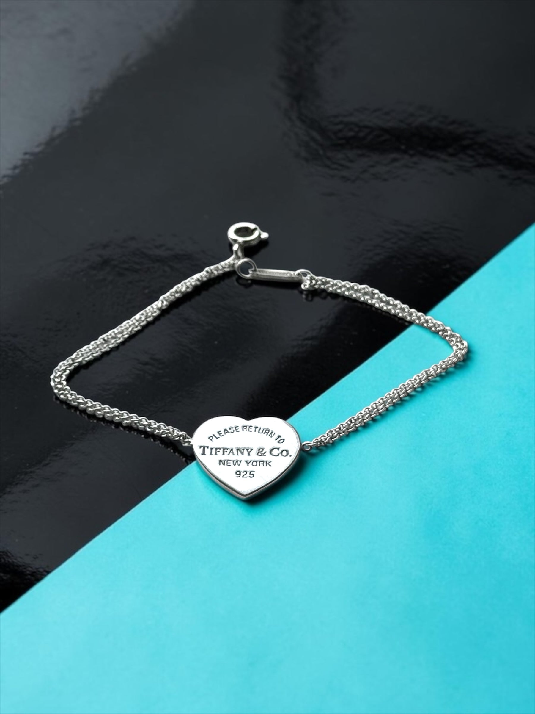 Tiffany & Co Return To Tiffany Heart Double Chain 7" Bracelet 925