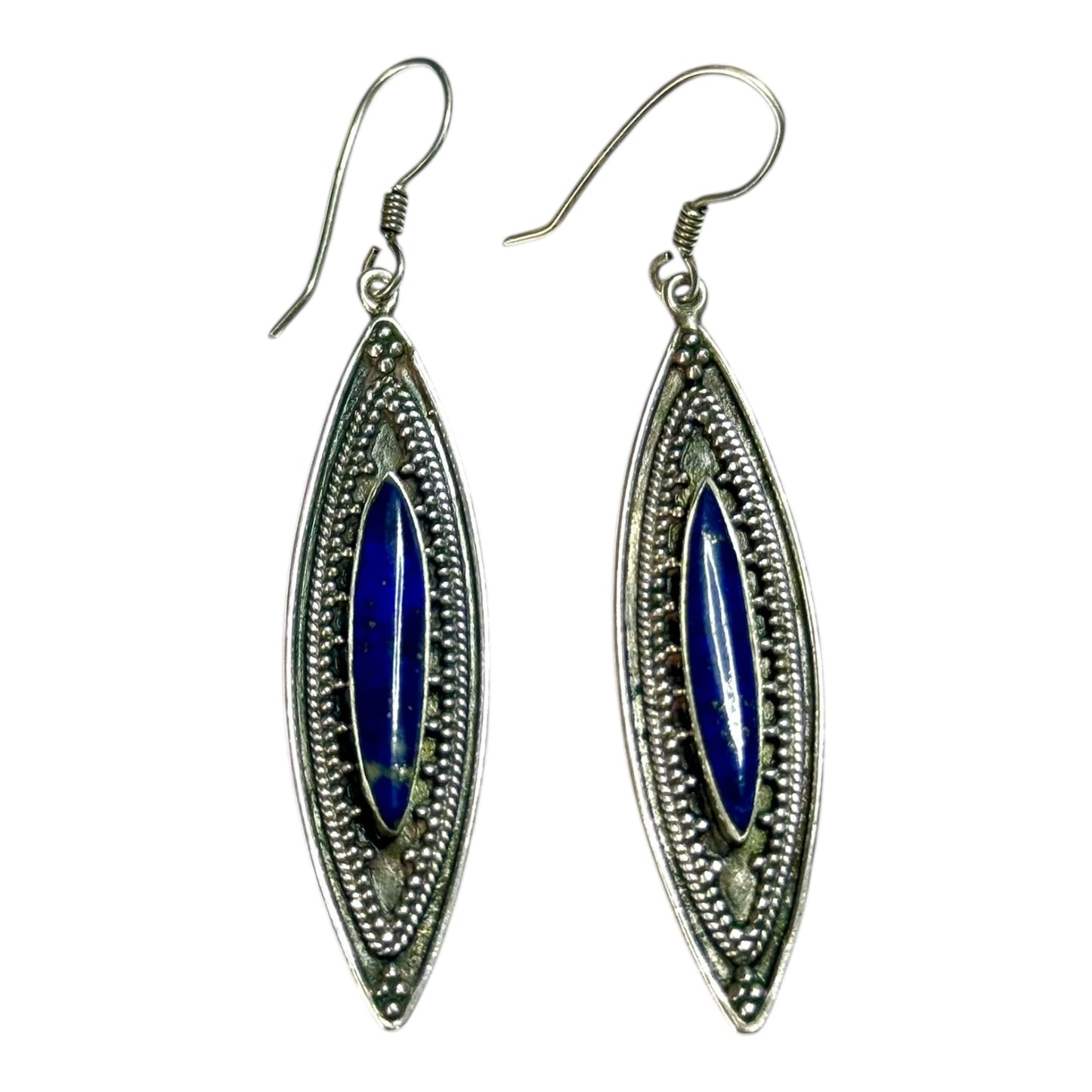 Vintage Lapis Lazuli Silver 925 Earrings
