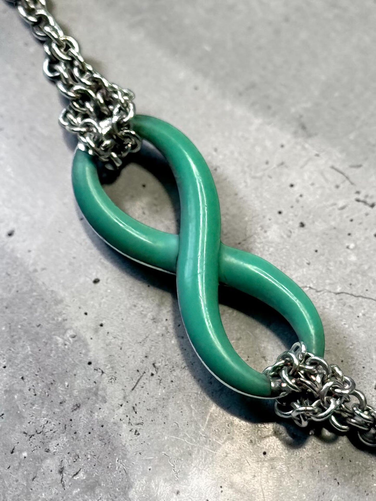 Tiffany & Co Retired Infinity Blue Enamel Double Chain Bracelet 6 1/2 Inch