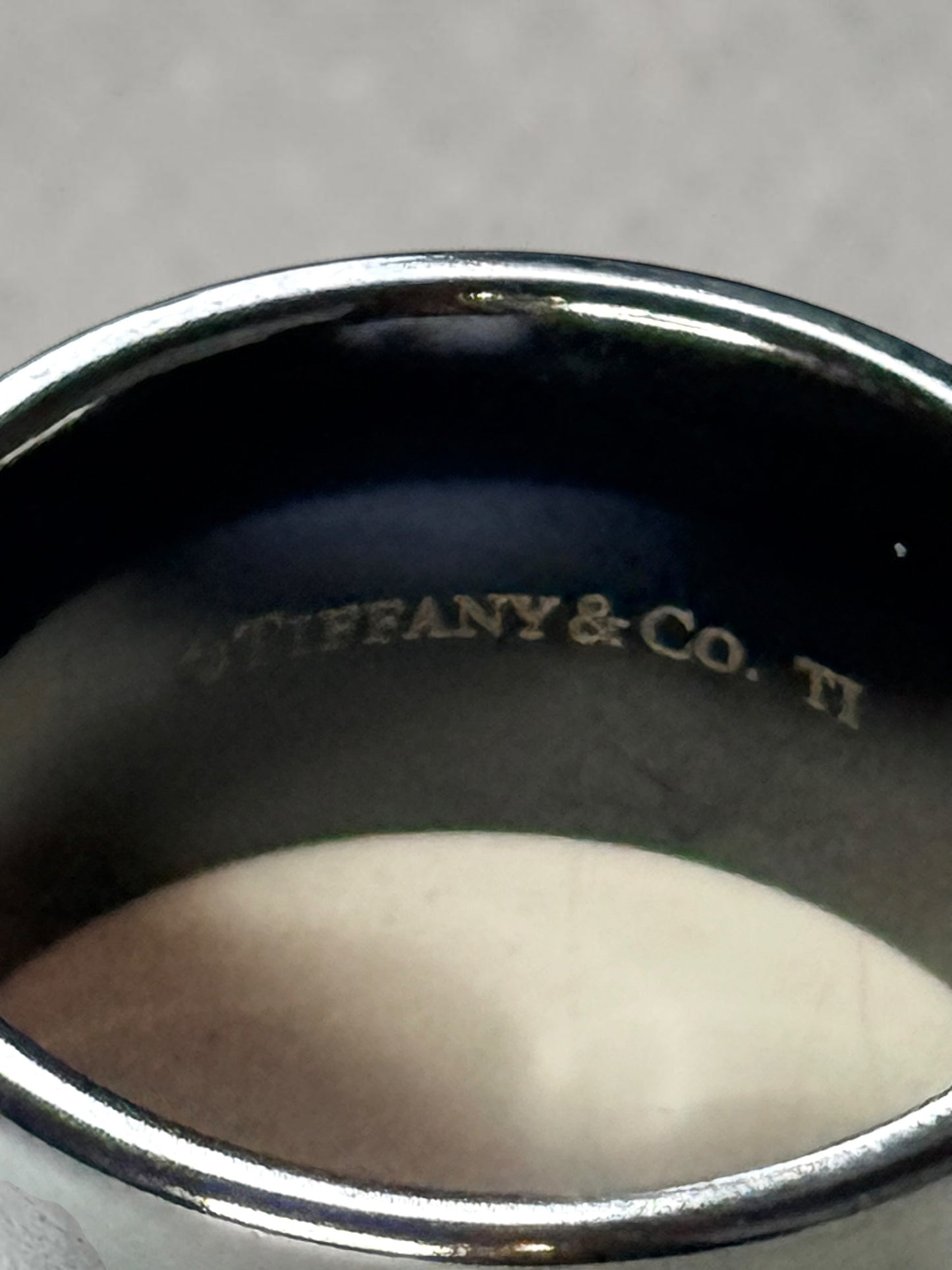 Tiffany & Co 1837 Black Rare Titanium Extra Wide Band Ring Size P (7.5)