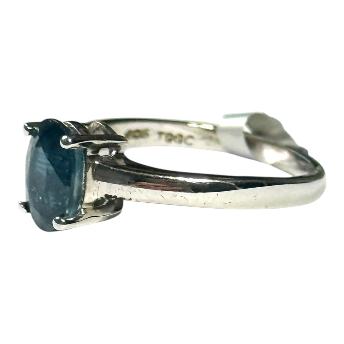 New Blue Topaz Solitaire Silver Ring Size L CSC