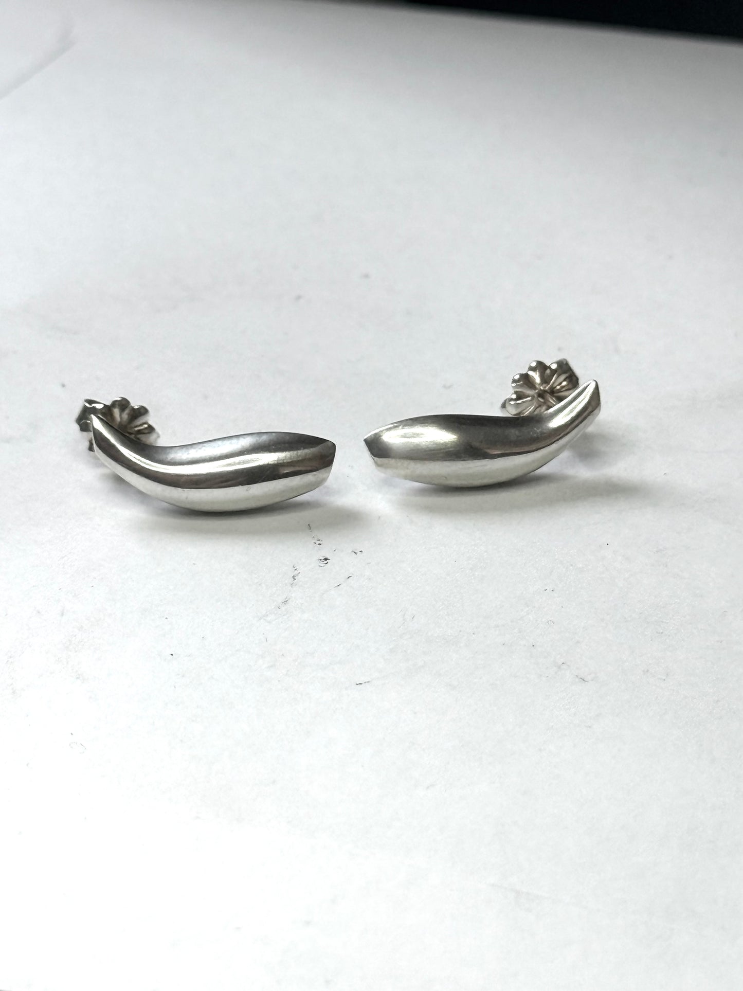 Very Rare Tiffany & Co Frank Gehry Fish Drop Stud Earrings Silver 925