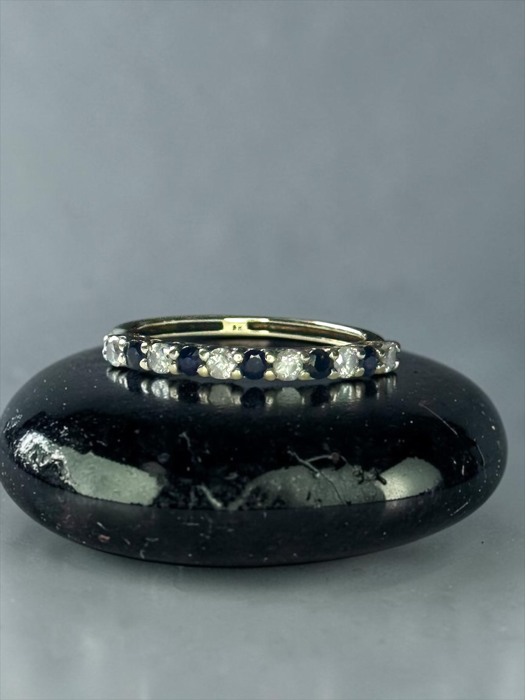 Vintage Diamond & Sapphire 9ct Gold Stacking Ring Size M