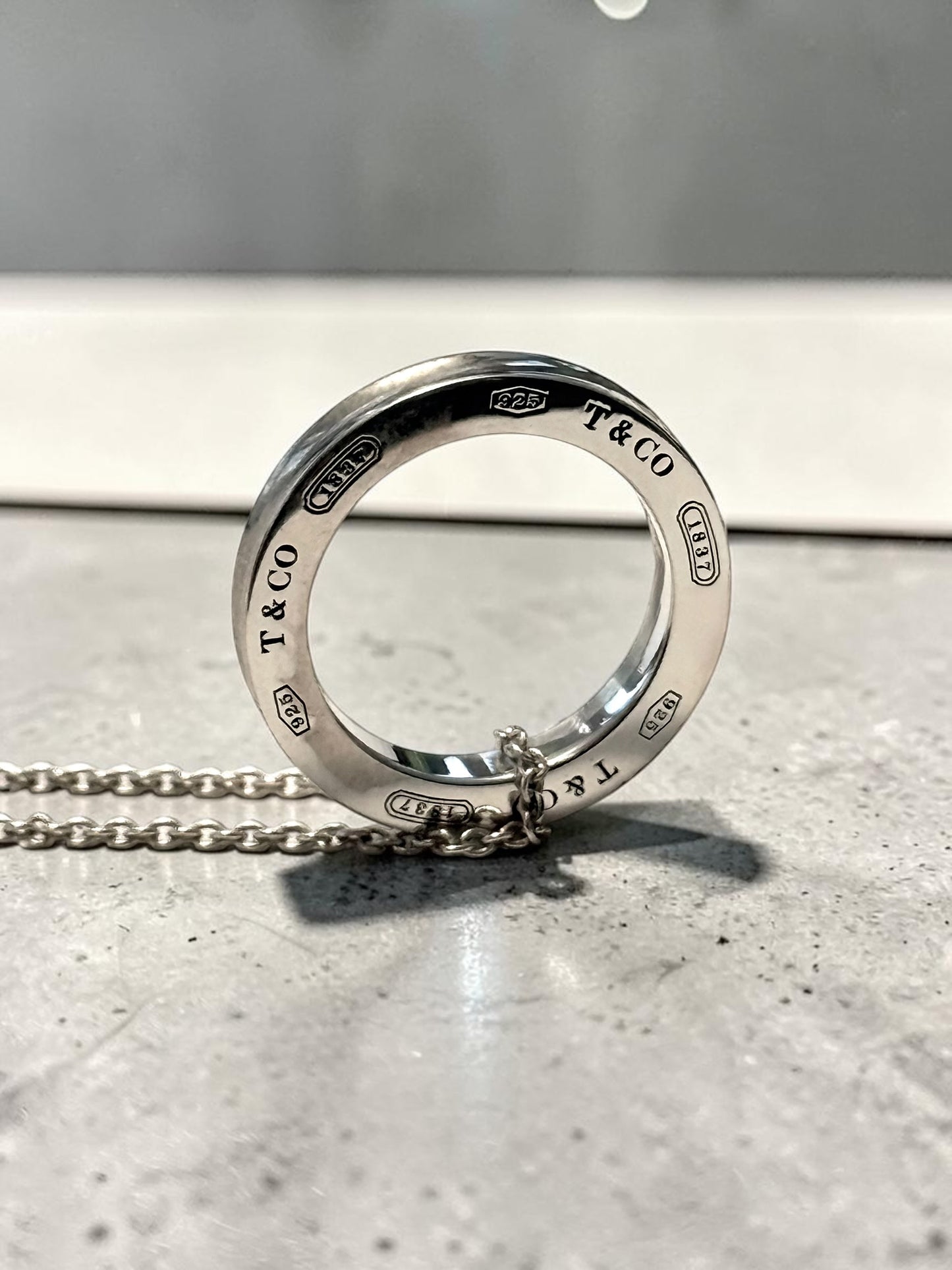 Tiffany & Co 1837 Circle Pendant 925 Silver & Matching Chain