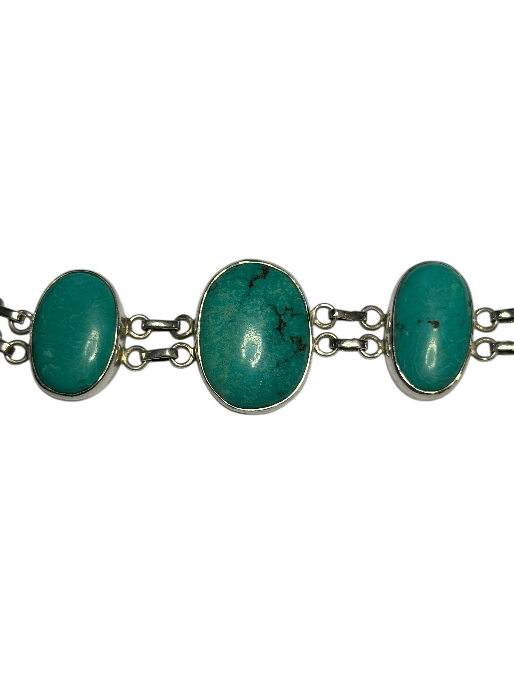 Vintage Silver And Natural Turquoise Bracelet