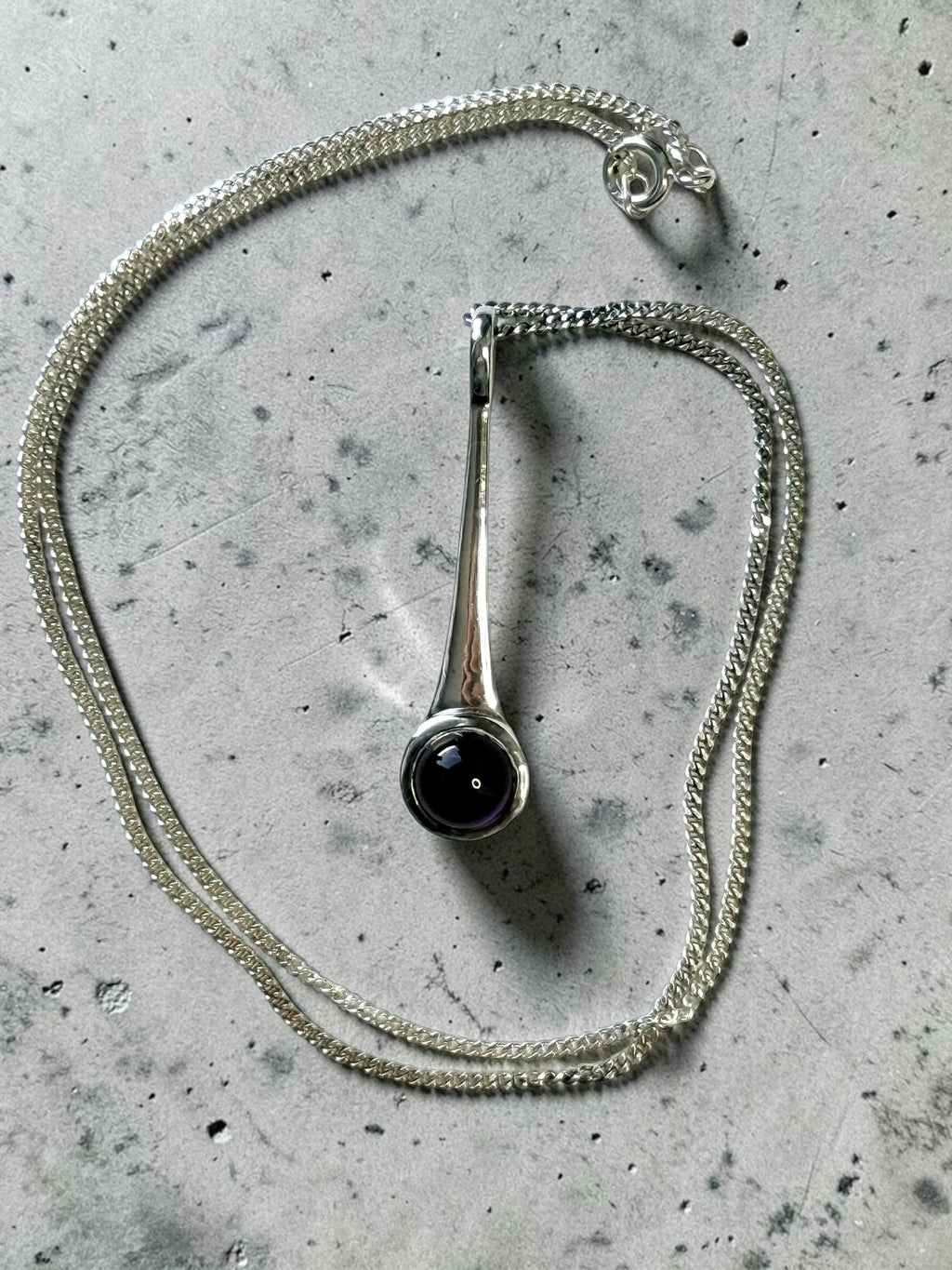 New Amethyst Drop Pendant & Chain 925 Silver
