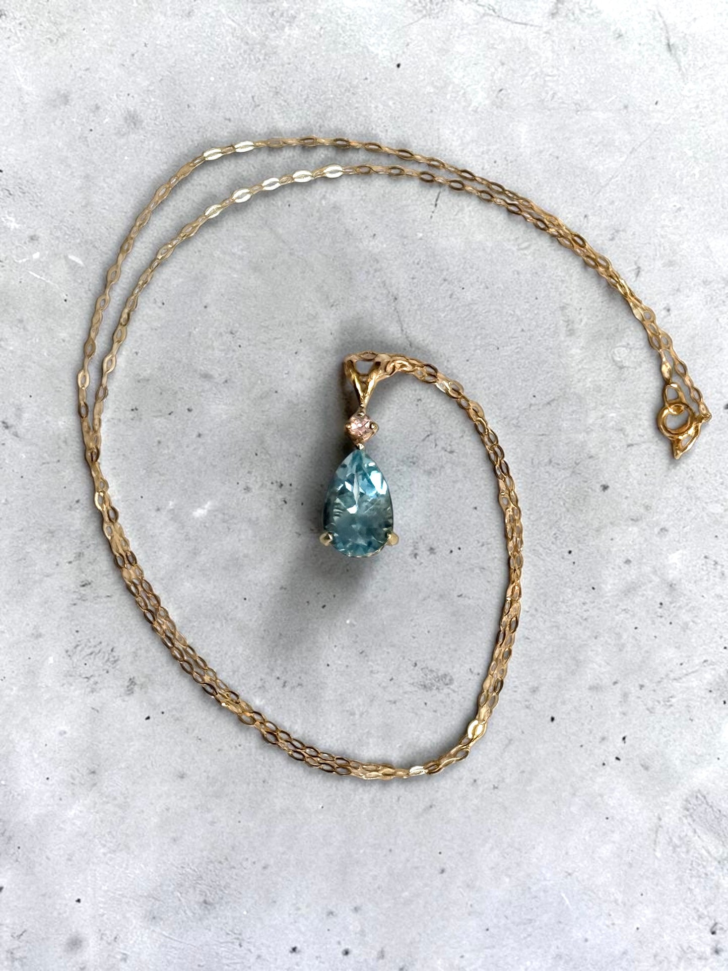 Pink & Blue Topaz 9K Pendant & Chain Hallmarked