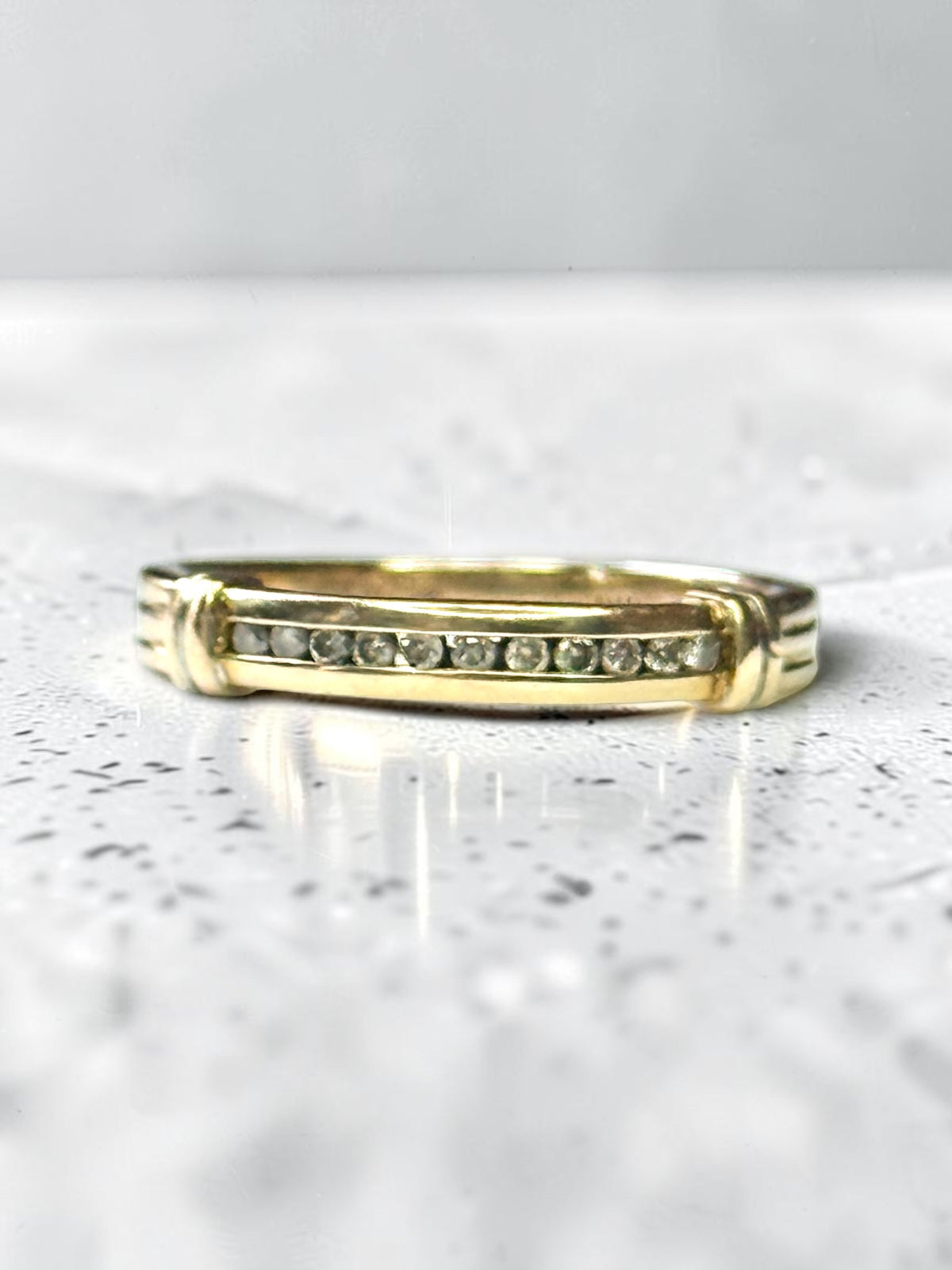 Beautiful Stacking Diamond Yellow Gold 9K Channel Set Ring