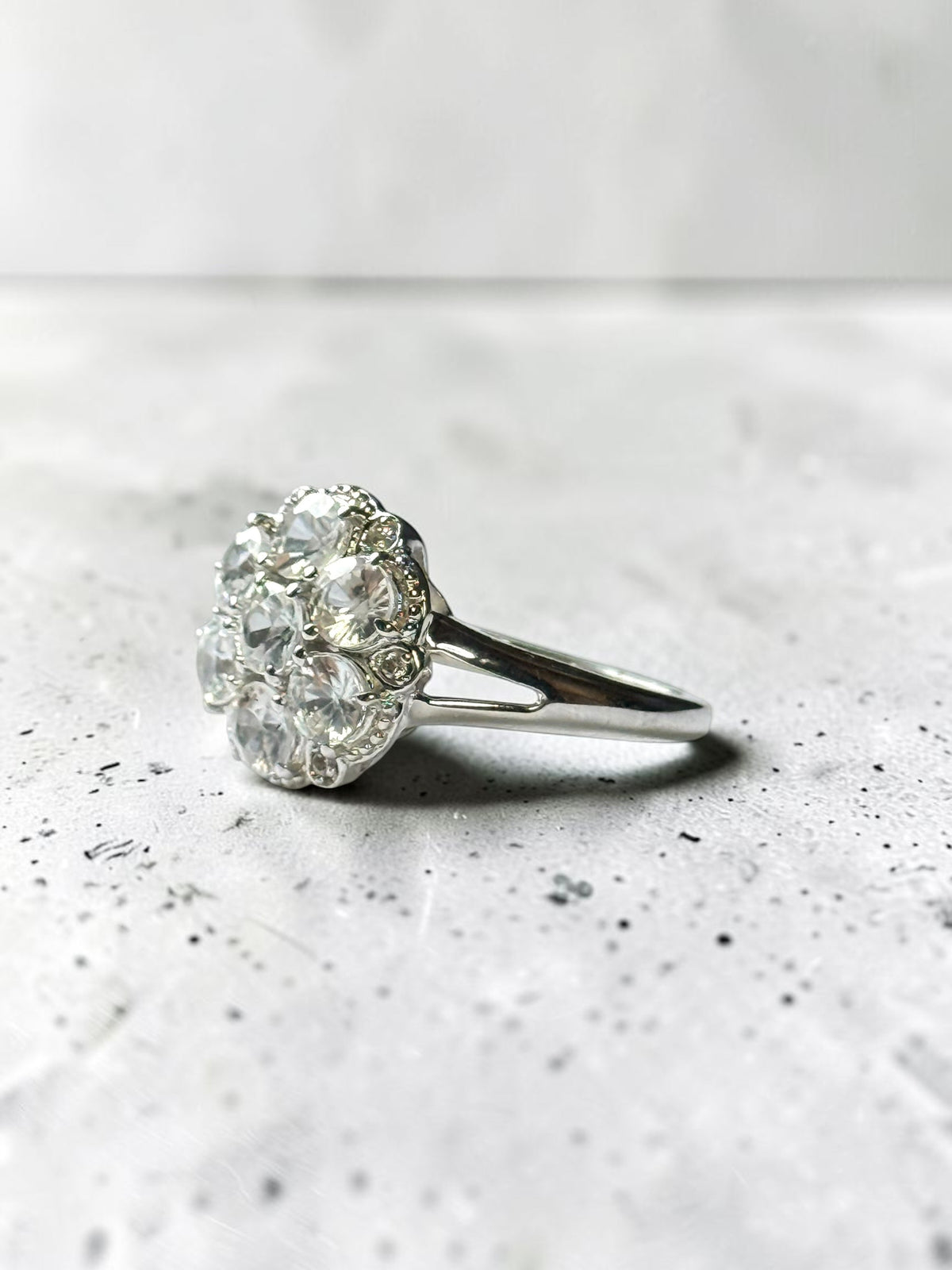 Ratanakiri Zircon 3.17ct Cluster Cocktail Ring 925 Size
