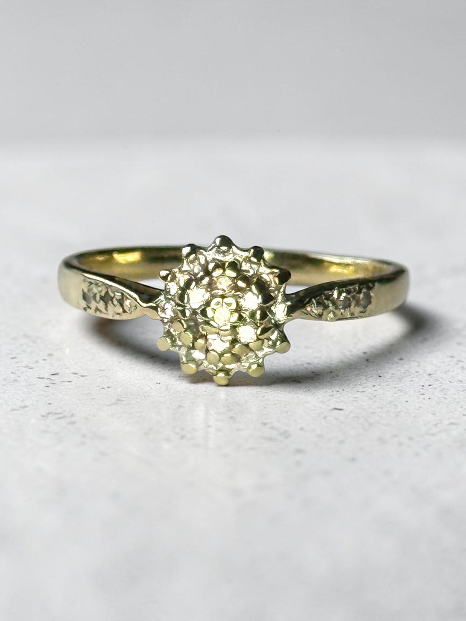 Diamond Cluster 9ct Gold Ring Hallmarked Size L 1/2