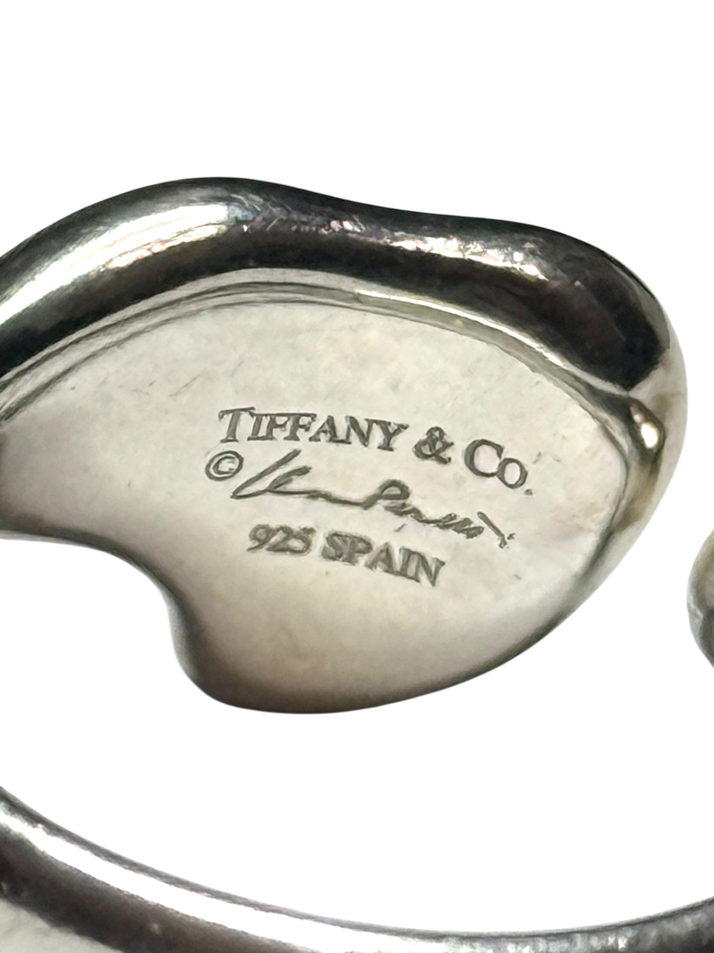 Tiffany & Co. Elsa Peretti Rare Sterling Silver Heart & Diamond Ring Size O 1/2