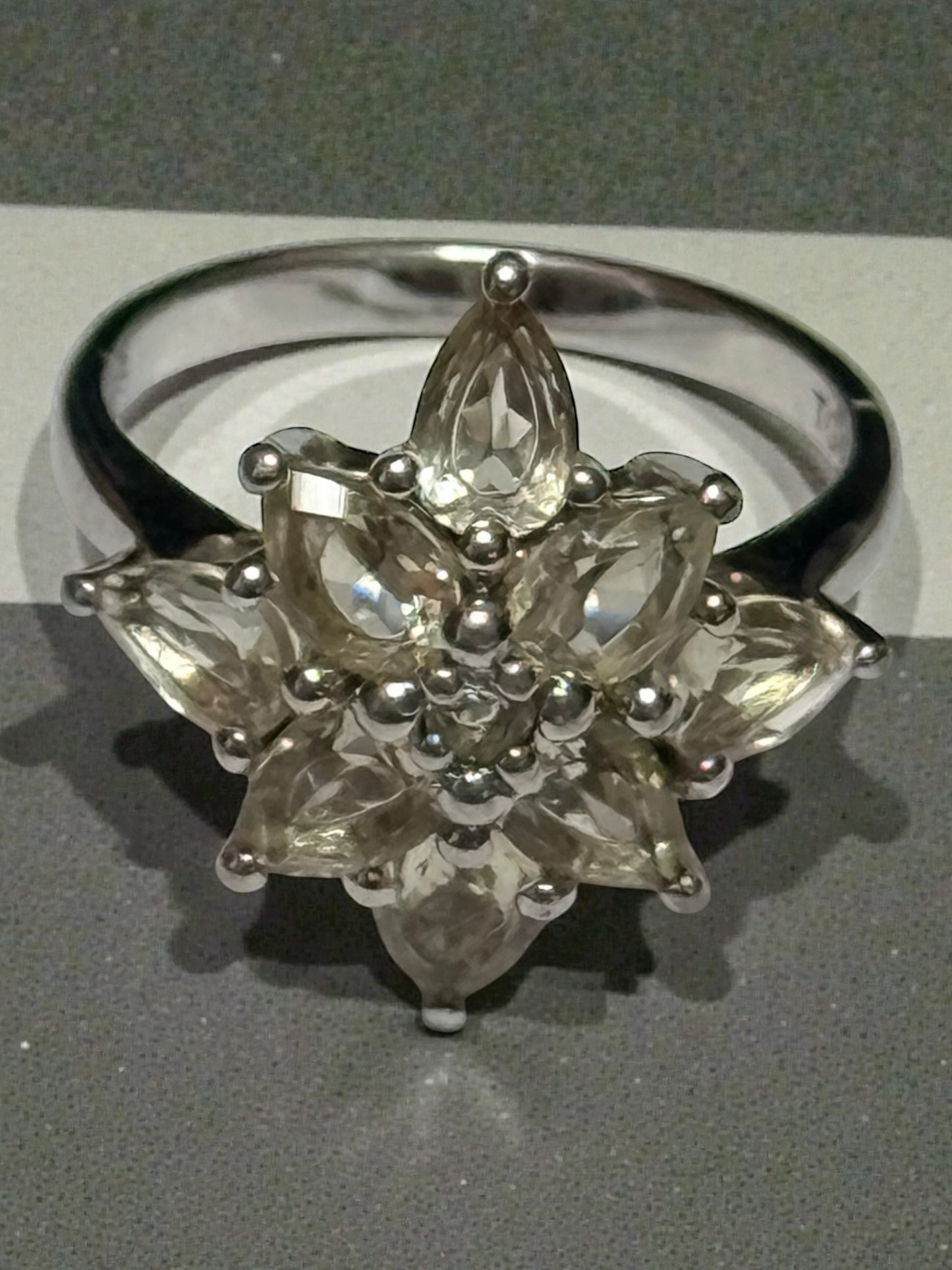 Big Bold Cubic Zirconia Floral Design Ring