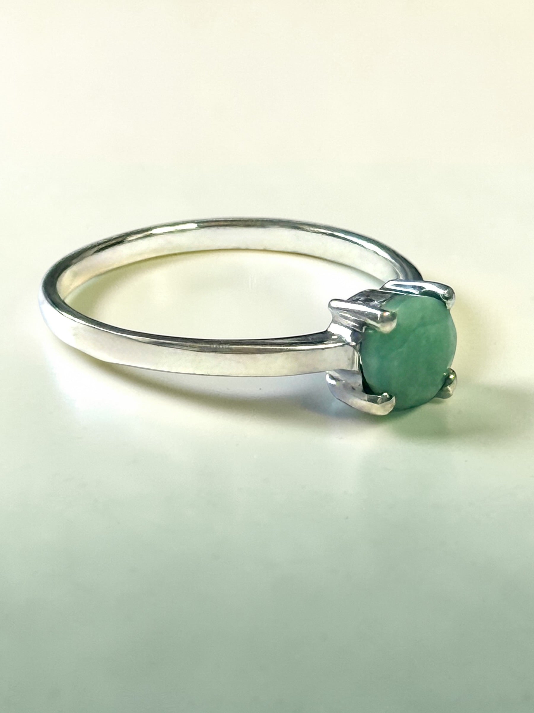 Nephrite Jade Solitaire Silver Ring Size Q