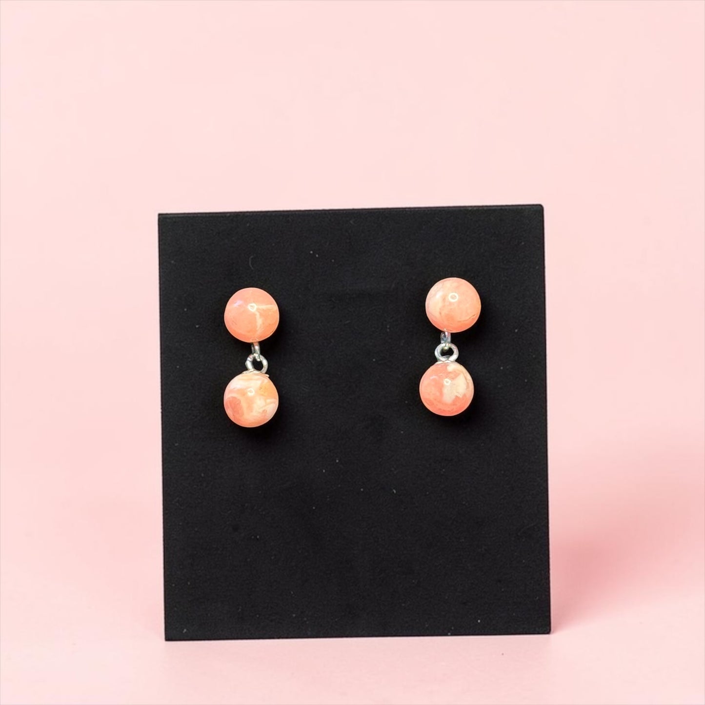 Genuine 5mm Rhodochrosite Drop 925 Silver Earring Studs 2 Carats