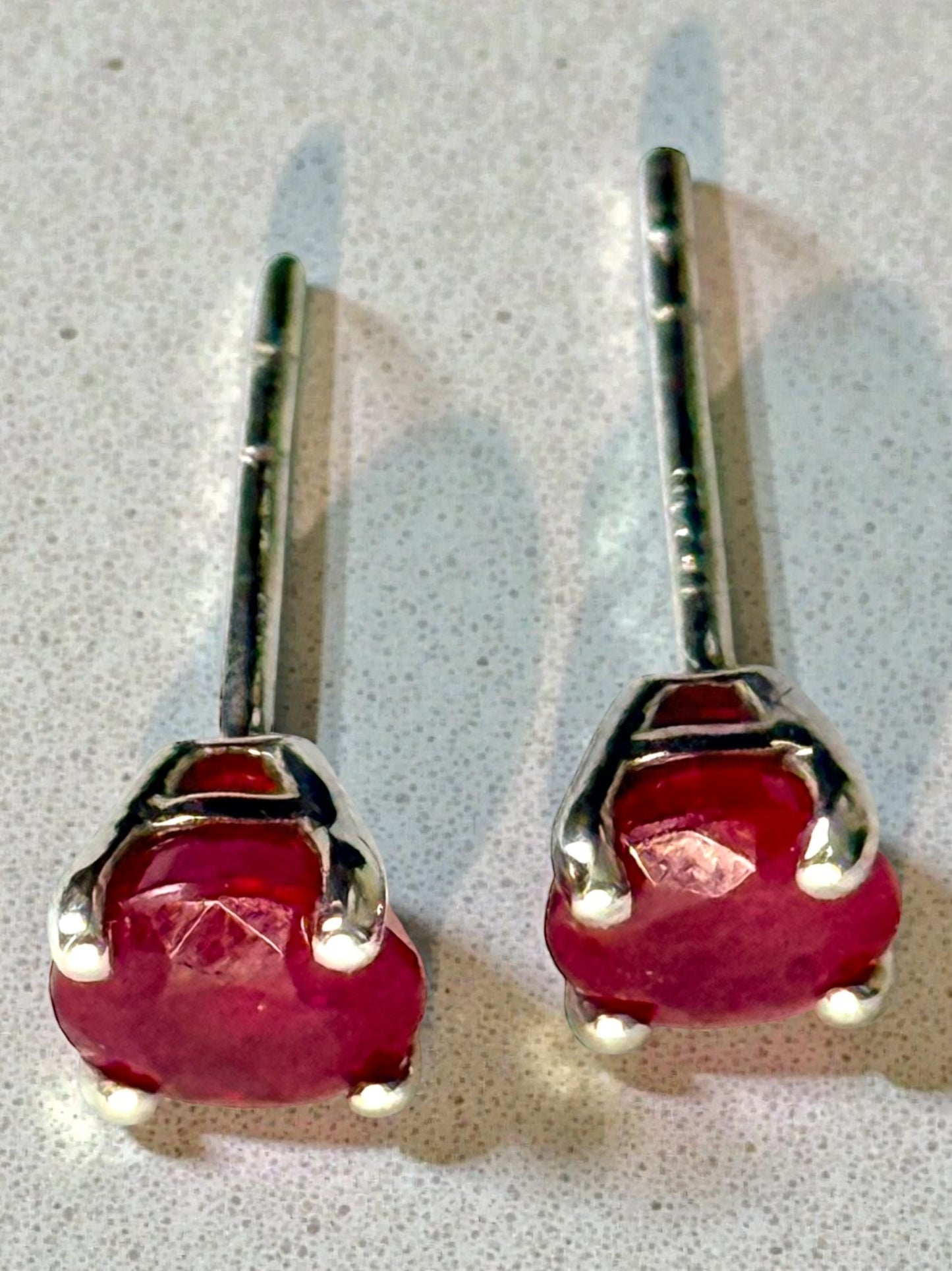 Ruby 1.68ct Stud Earrings In Platinum Overlay 925