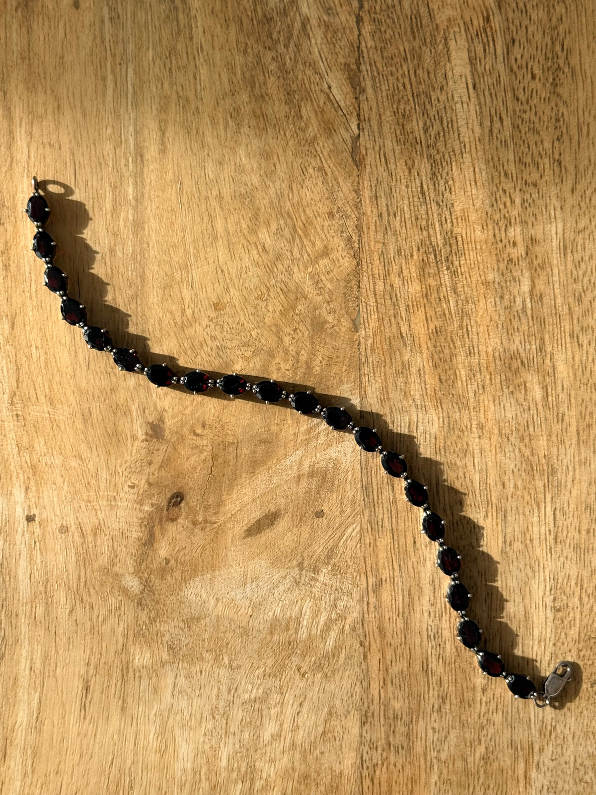 Vintage 20ct Garnet 925 Silver Bracelet 8" Hallmarked Brian Berenbut Hatton Garden
