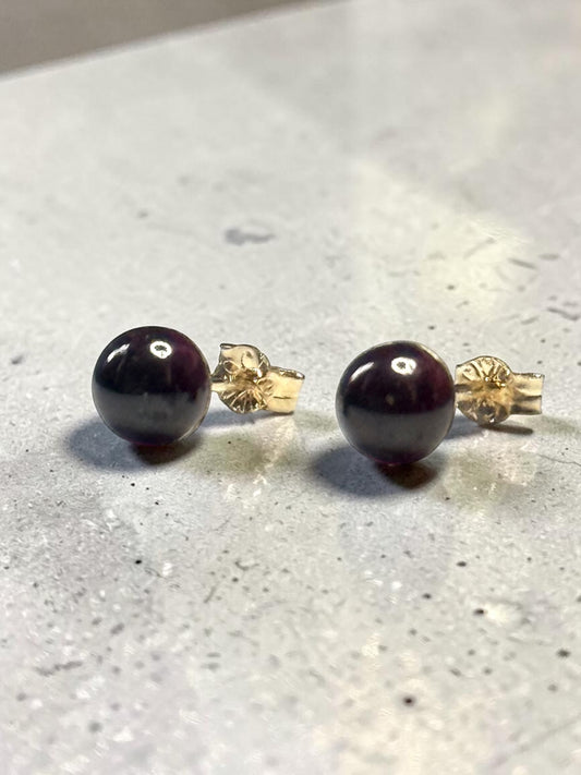 Genuine 5mm Indian Garneti 9k Gold Earrings 1 Carats Approx