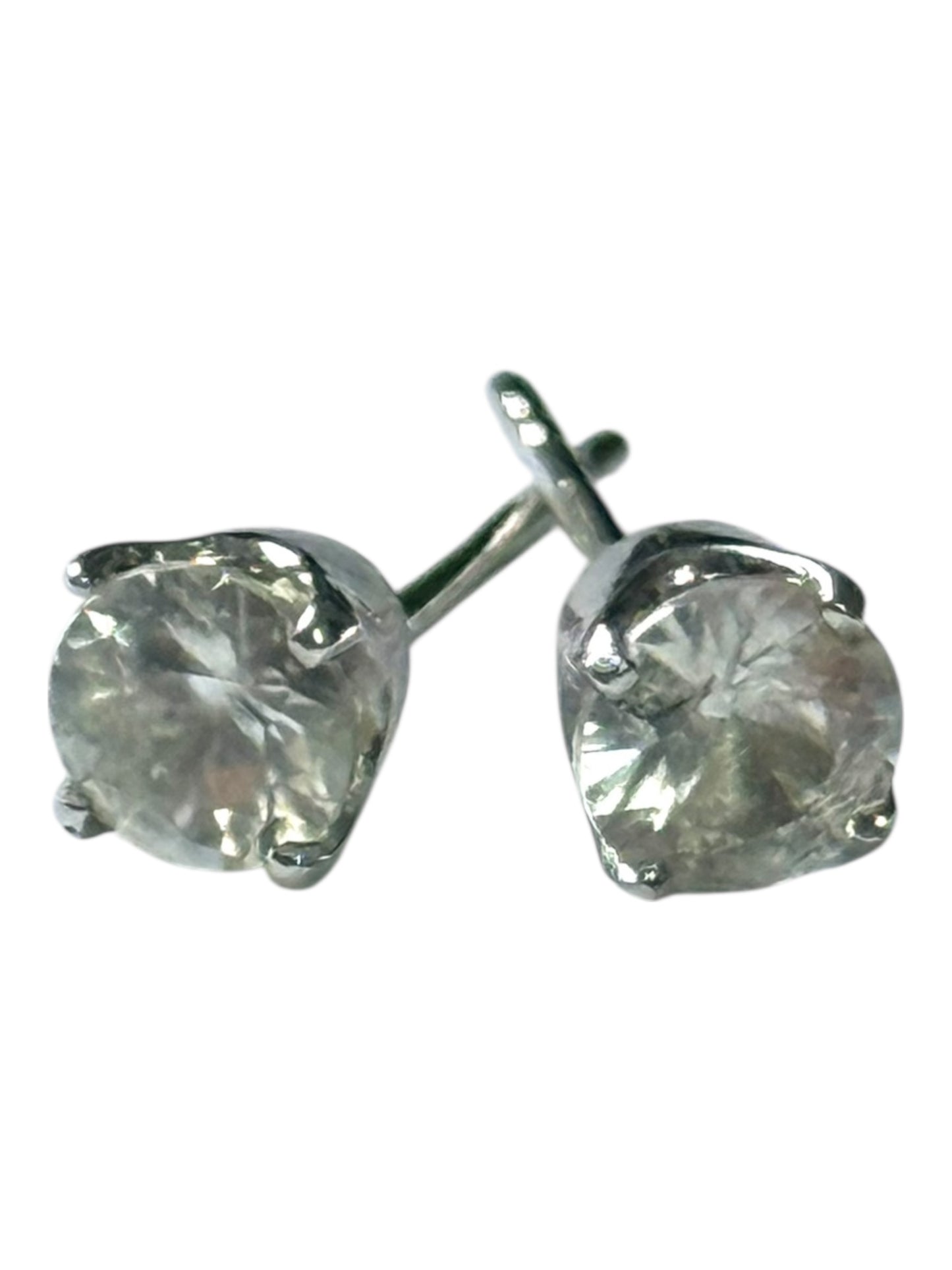 White Gold Rare Himalayan Beryl 0.49ct Round Stud Earrings