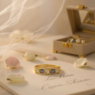 Vintage Rose Cut Diamond & Sapphire Gold Ring