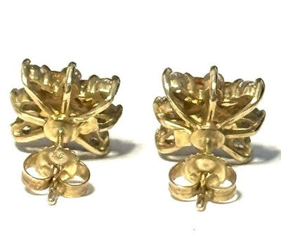 Unique Vintage Citrine & Tanzanite Gold Stud Earrings