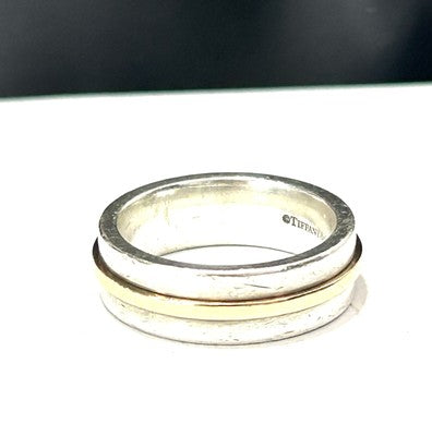 Tiffany & Co. 18Ct 18K Gold and Silver T Wide Band Ring size K UK Hallmarked