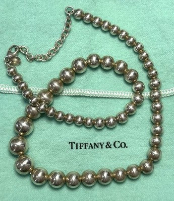 Tiffany & Co. Graduated Bead  HardWear Drop Silver 16" - 18" Extendable Necklace