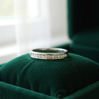 Sleek White Gold Channel 0.4ct Diamond Half Eternity Stacking Ring