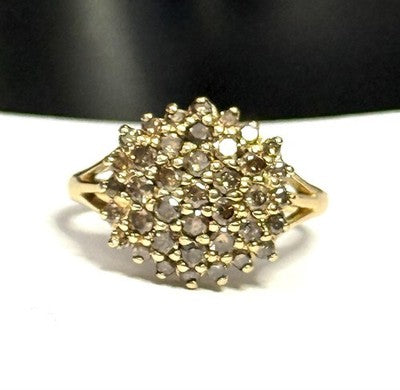 Fabulous Vintage 1ct Champagne Diamond Cluster Ring