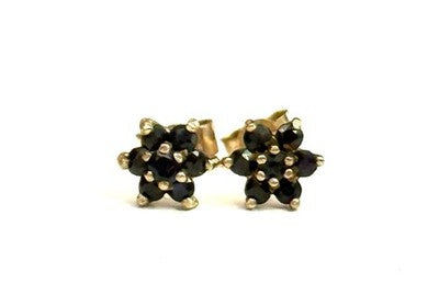 Multi Sapphire Flower 9ct Gold Stud Earrings