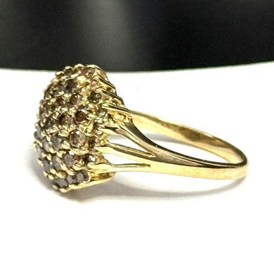 Fabulous Vintage 1ct Champagne Diamond Cluster Ring
